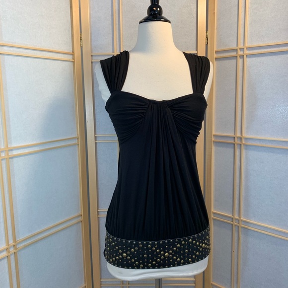 Sky Tops - SKY BRAND Flowy Blouse Tank Top Studded Leather